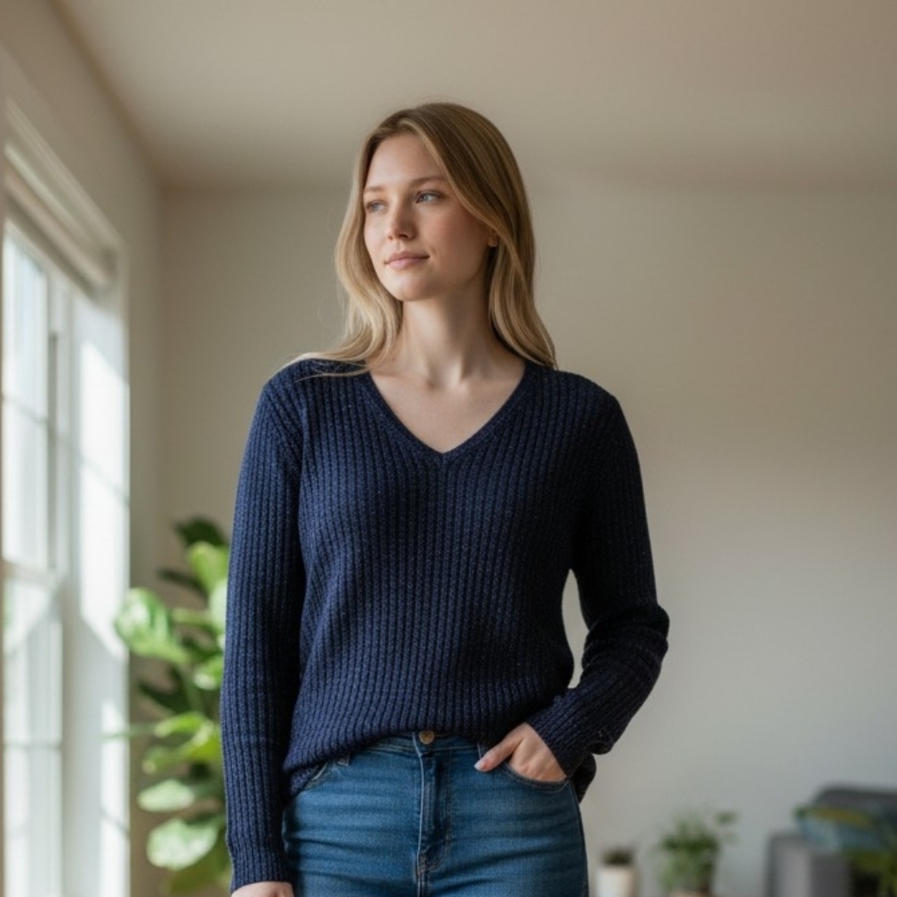 Tommy Hilfiger Sparkling Navy V-Neck Sweater